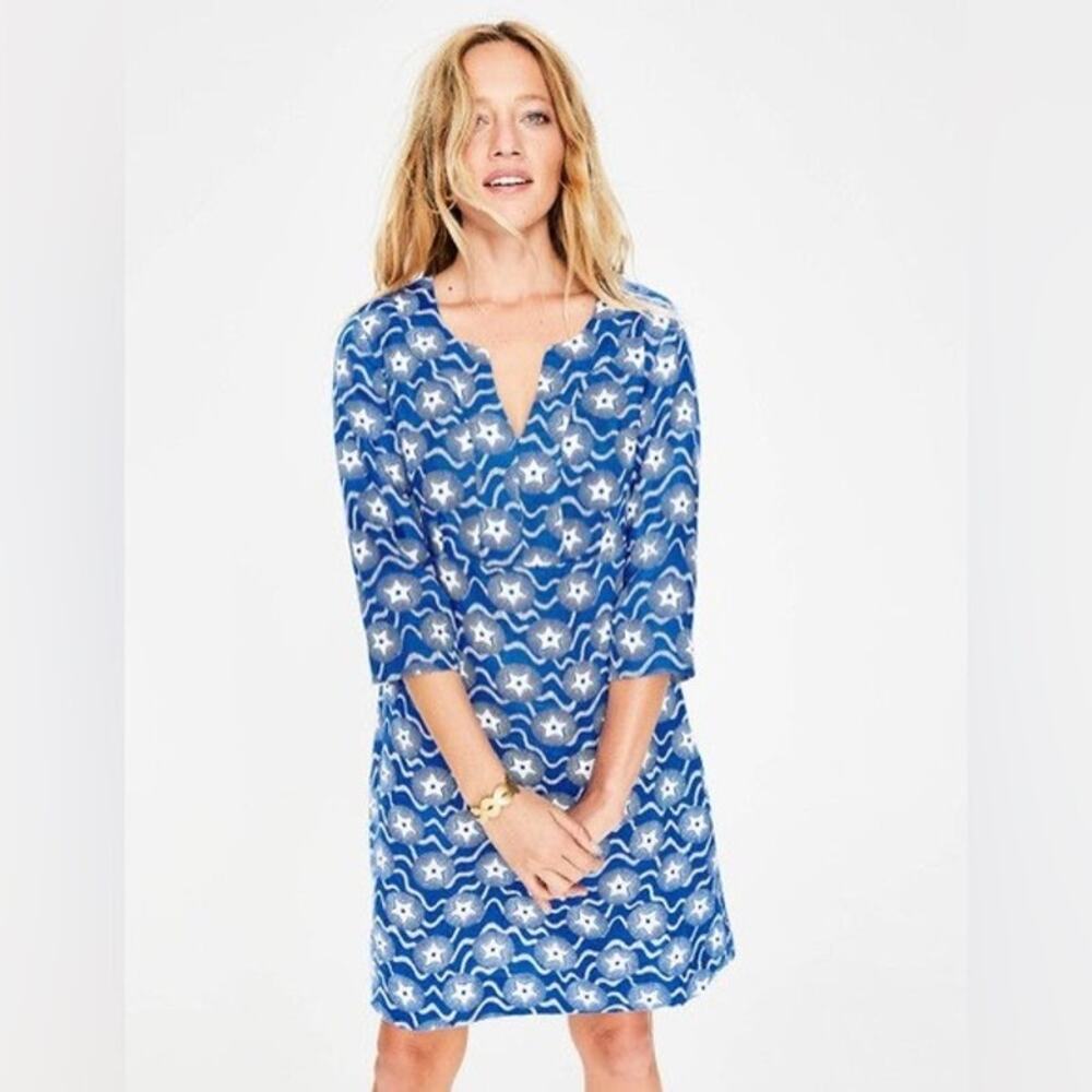 Boden Casual Linen Blue Star Tunic Day Dress